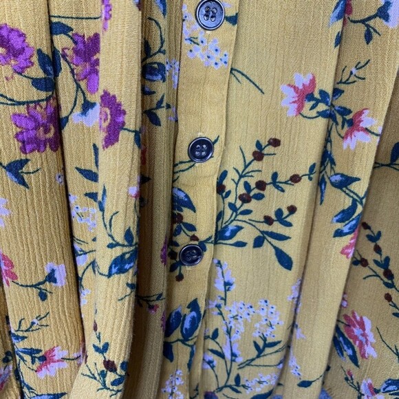 Altar’d State Boho Crop Full Top Prairie M Balloon Sleeve Button Back Floral - Picture 11 of 16